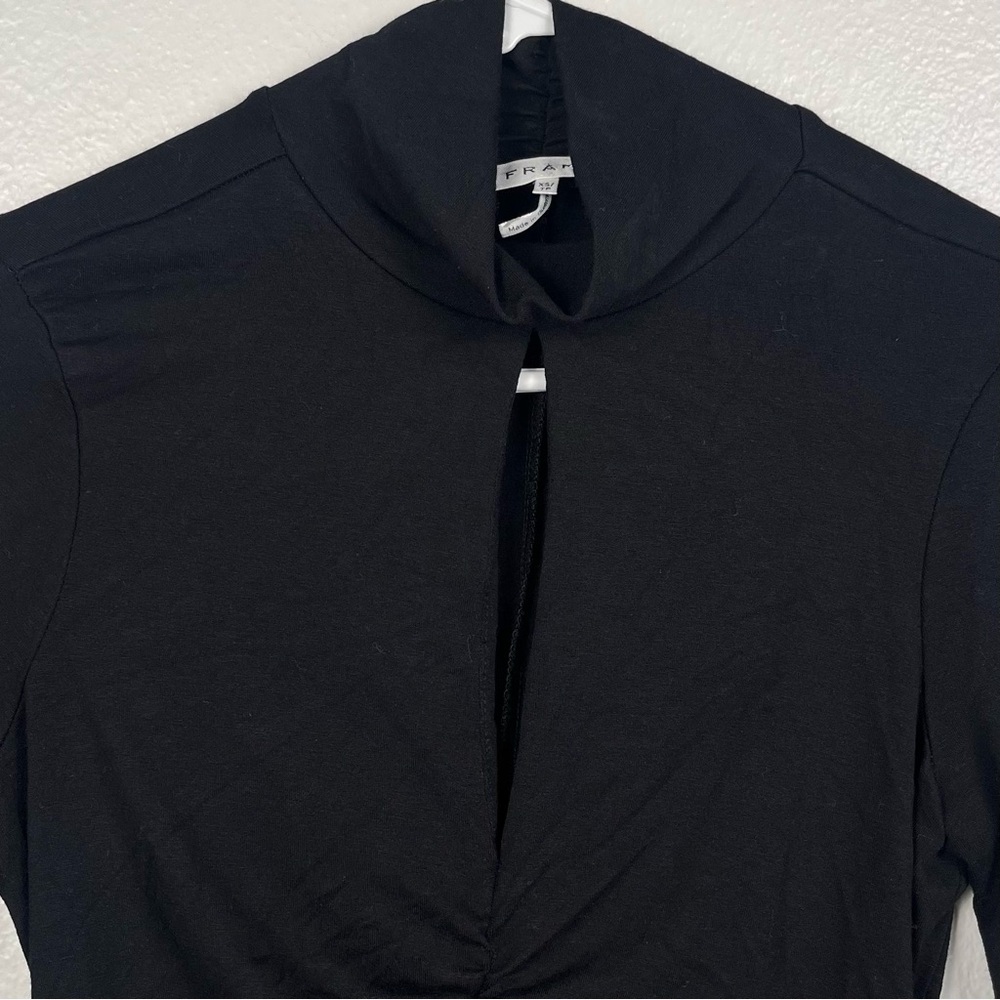 FRAME Women's Black Ruched Keyhole Cutout Turtleneck Felicity Top XS - Picture 4 of 7